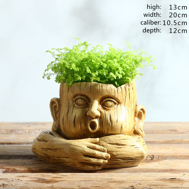 Nordic Fashion Humanoid Flower Pots Leisure Drink Shop Creative Funny Expression Flower Pots