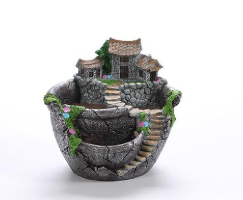 Planter Flower Plant Pots Fairy Garden Pot with Sweet House