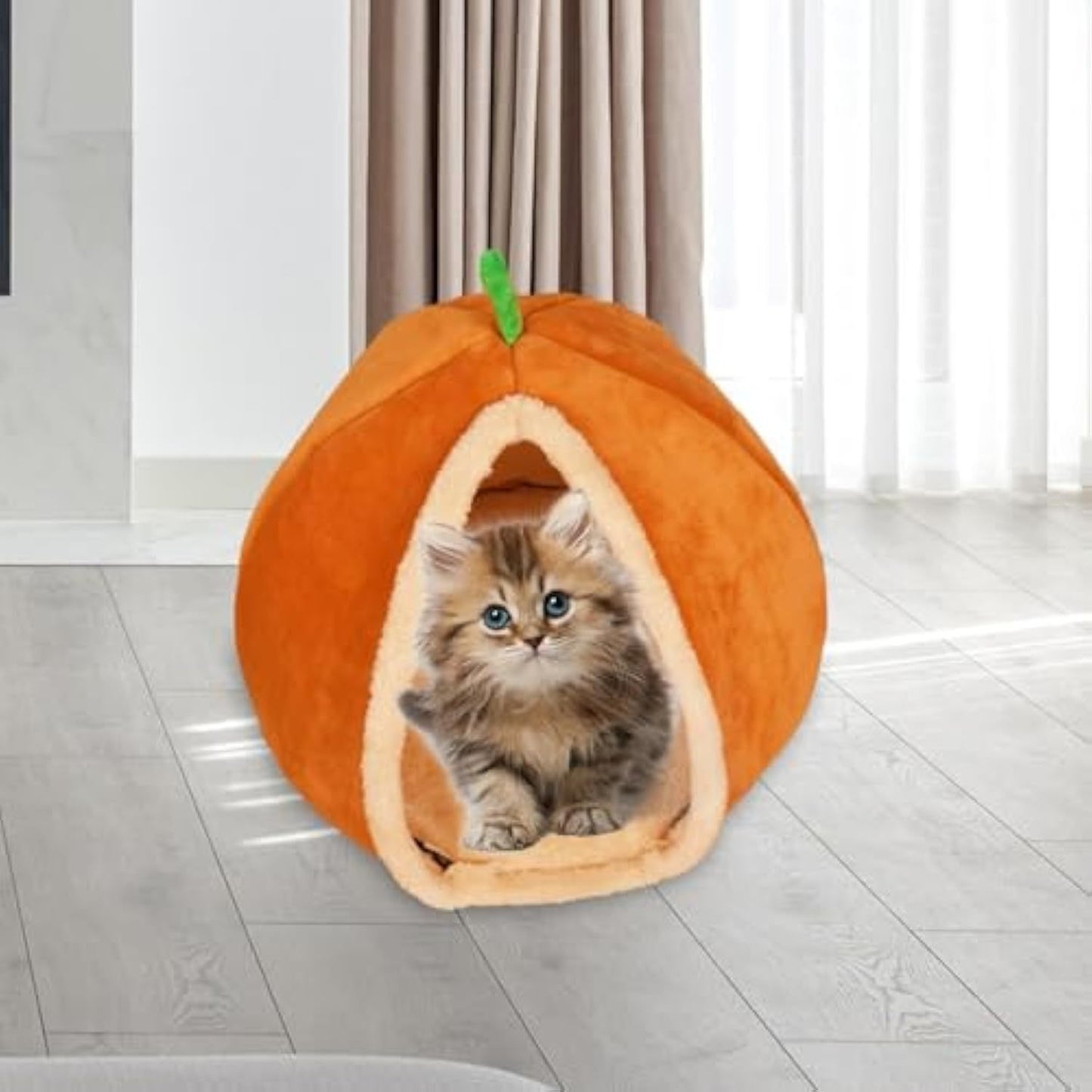 Cat House Dog Cat Bed Pumpkin Sleeping Cozy Snooze Furniture Semi Enclosed Pet Cat Nest Cat Bed Cave For Puppy Dog