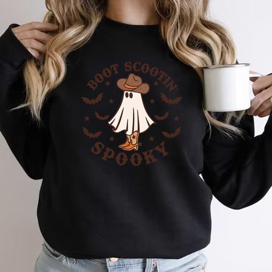 Boot Scootin Spooky Sweatshirt Halloween Hoodie Cowboy Ghost