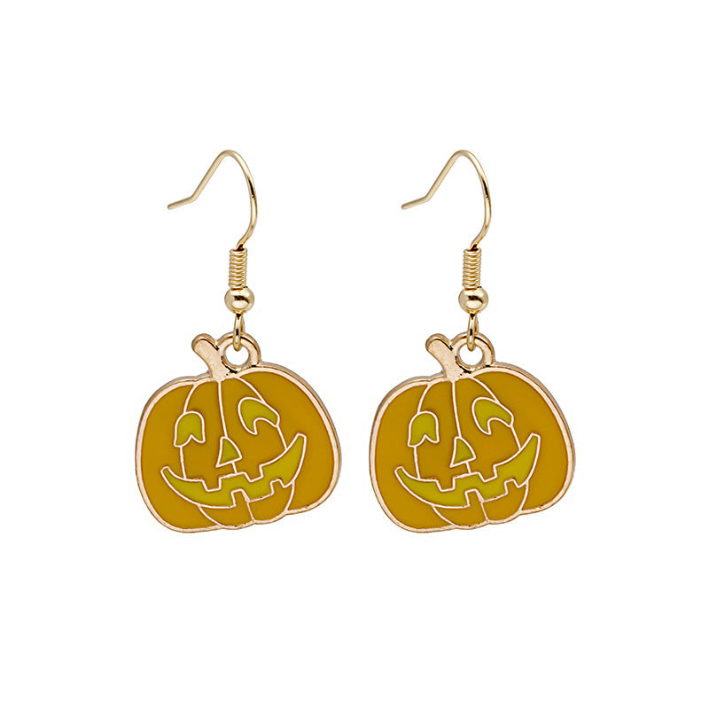 Halloween Earrings Cute Pumpkin Spooky Oil Drip Alloy Earrings Jewelry